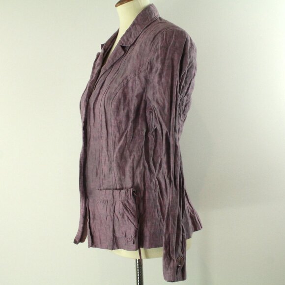 Javier Simorra Barcelona Crinkle Purple Single Breasted Blazer Jacket 10 NEW - Picture 4 of 10
